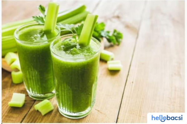 Ly trà cần tây tươi mát thể hiện lợi ích cho sức khỏe và hỗ trợ giảm cân